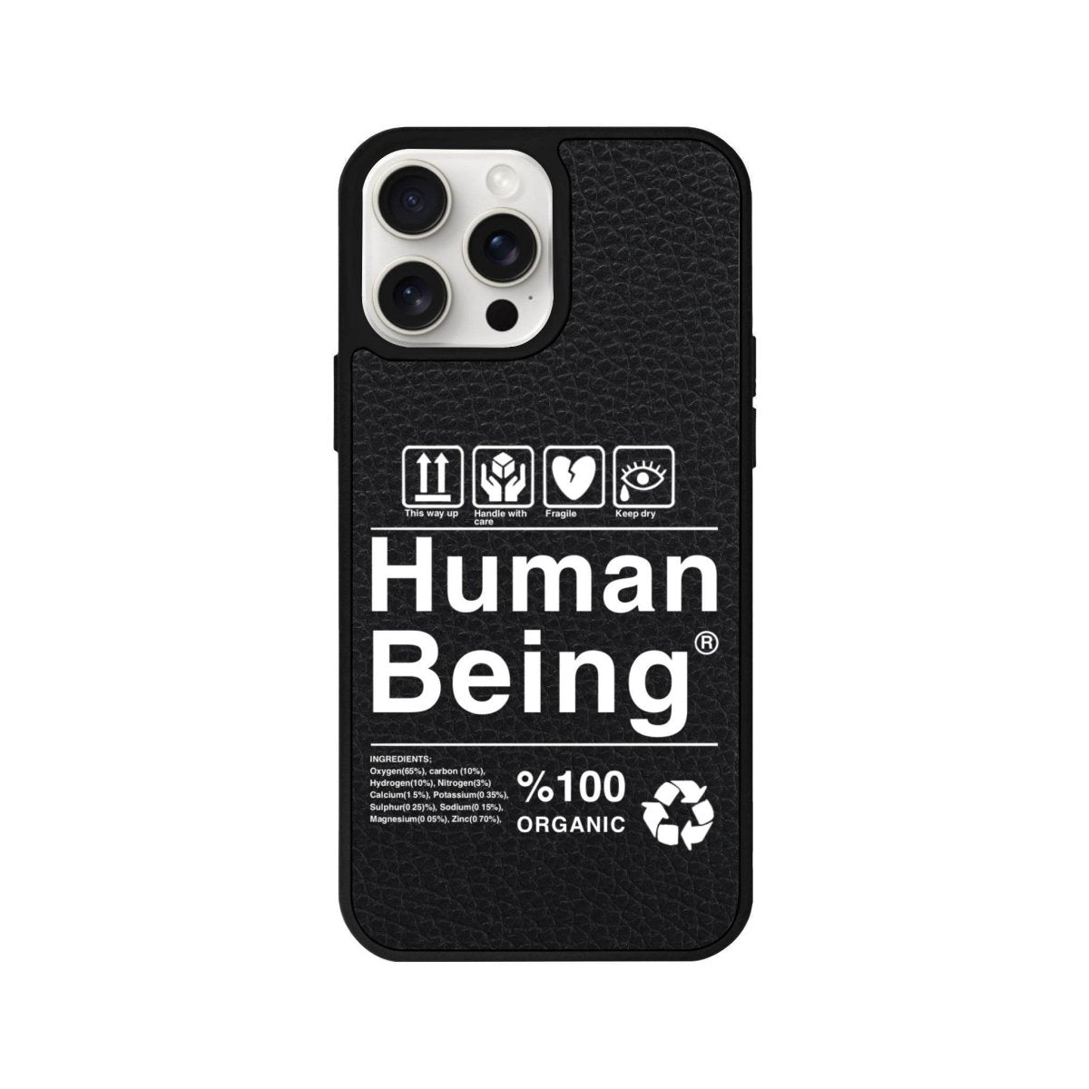 iPhone 15 Pro Max Human Being Leather Vegan Deri Telefon Kılıfı Siyah - SUMTHINCS