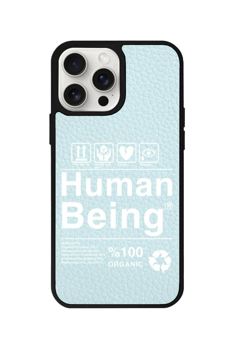 iPhone 15 Pro Max Human Being Leather Vegan Deri Telefon Kılıfı Açık Mavi - SUMTHINCS