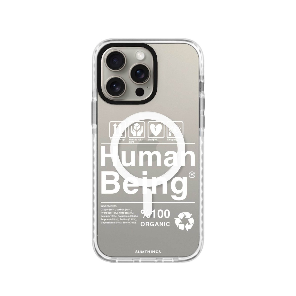 iPhone 15 Pro Max Human Being Magsafe Procase Şeffaf Telefon Kılıfı Beyaz Şeffaf - SUMTHINCS