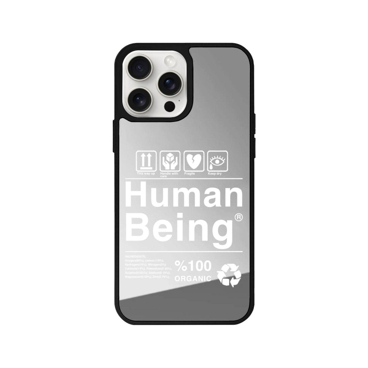 iPhone 15 Pro Max Human Being Mirror Aynalı Telefon Kılıfı Gümüş - SUMTHINCS