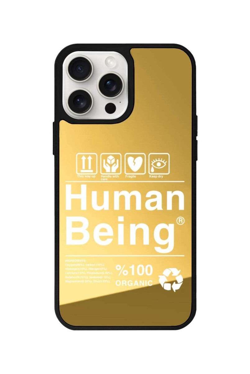 iPhone 15 Pro Max Human Being Mirror Aynalı Telefon Kılıfı Altın - SUMTHINCS