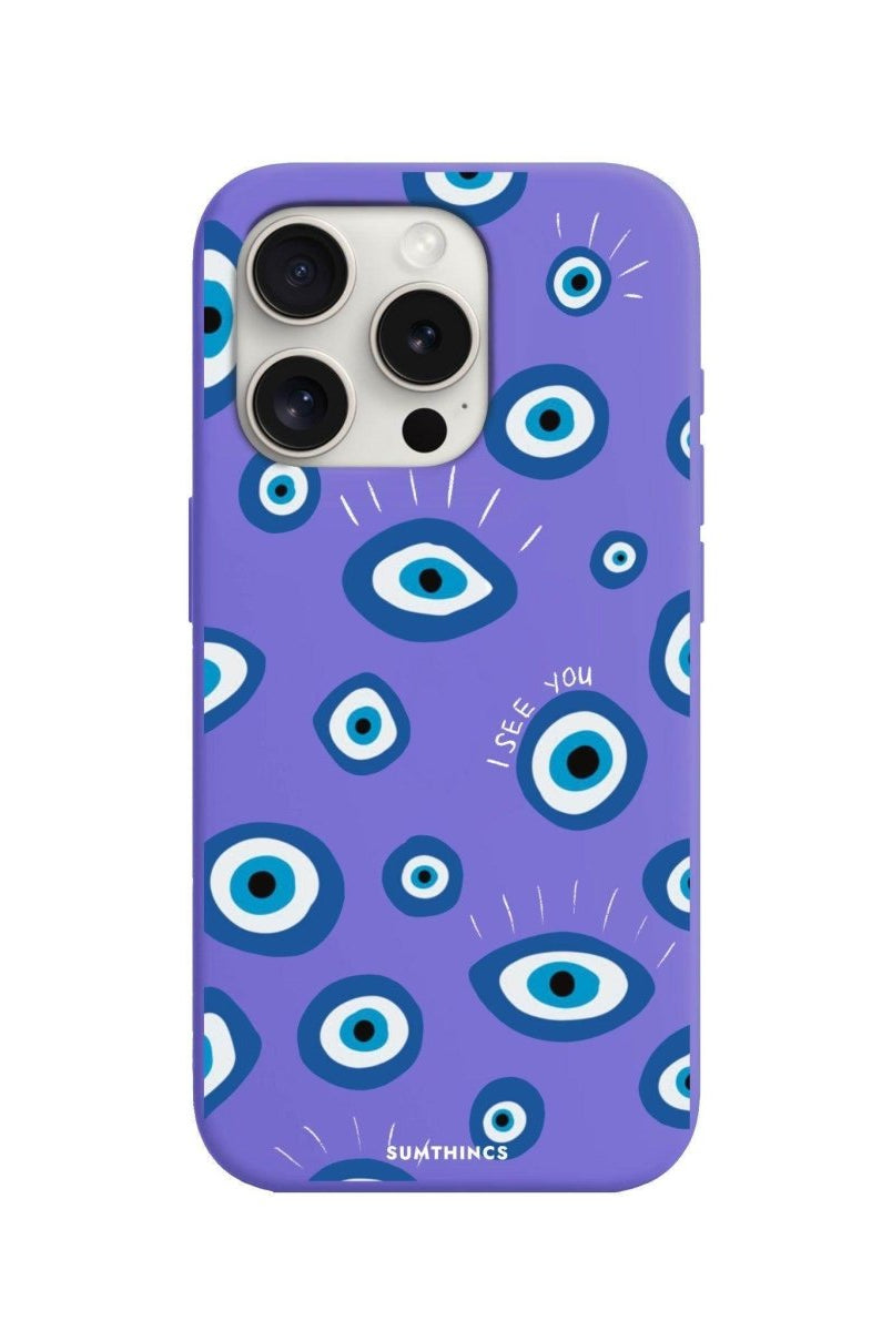 iPhone 15 Pro Max I See You Premium Telefon Kılıfı Lila - SUMTHINCS