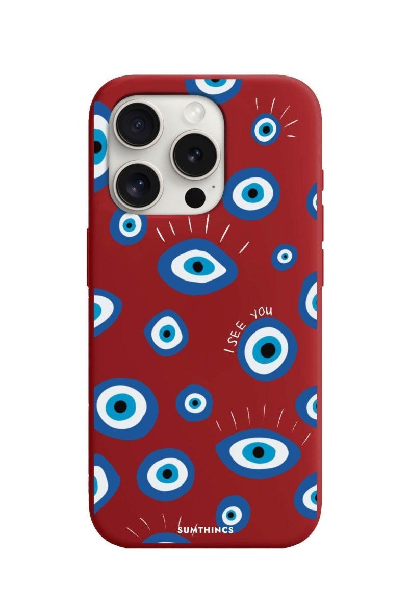 iPhone 15 Pro Max I See You Premium Telefon Kılıfı Kırmızı - SUMTHINCS