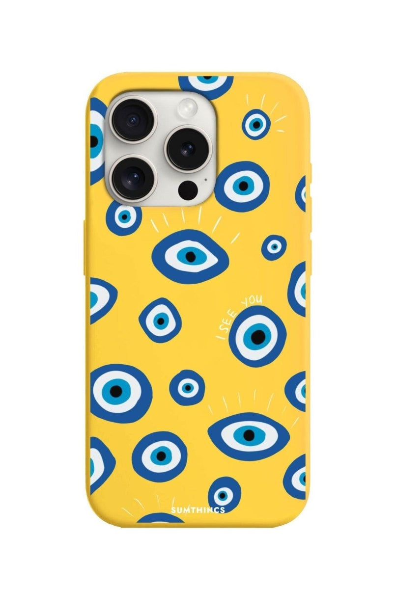 iPhone 15 Pro Max I See You Premium Telefon Kılıfı Sarı - SUMTHINCS
