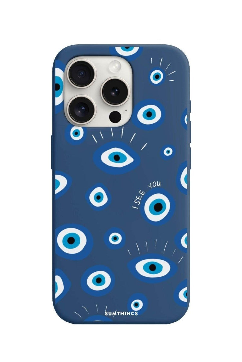 iPhone 15 Pro Max I See You Premium Telefon Kılıfı Pasifik Mavi - SUMTHINCS