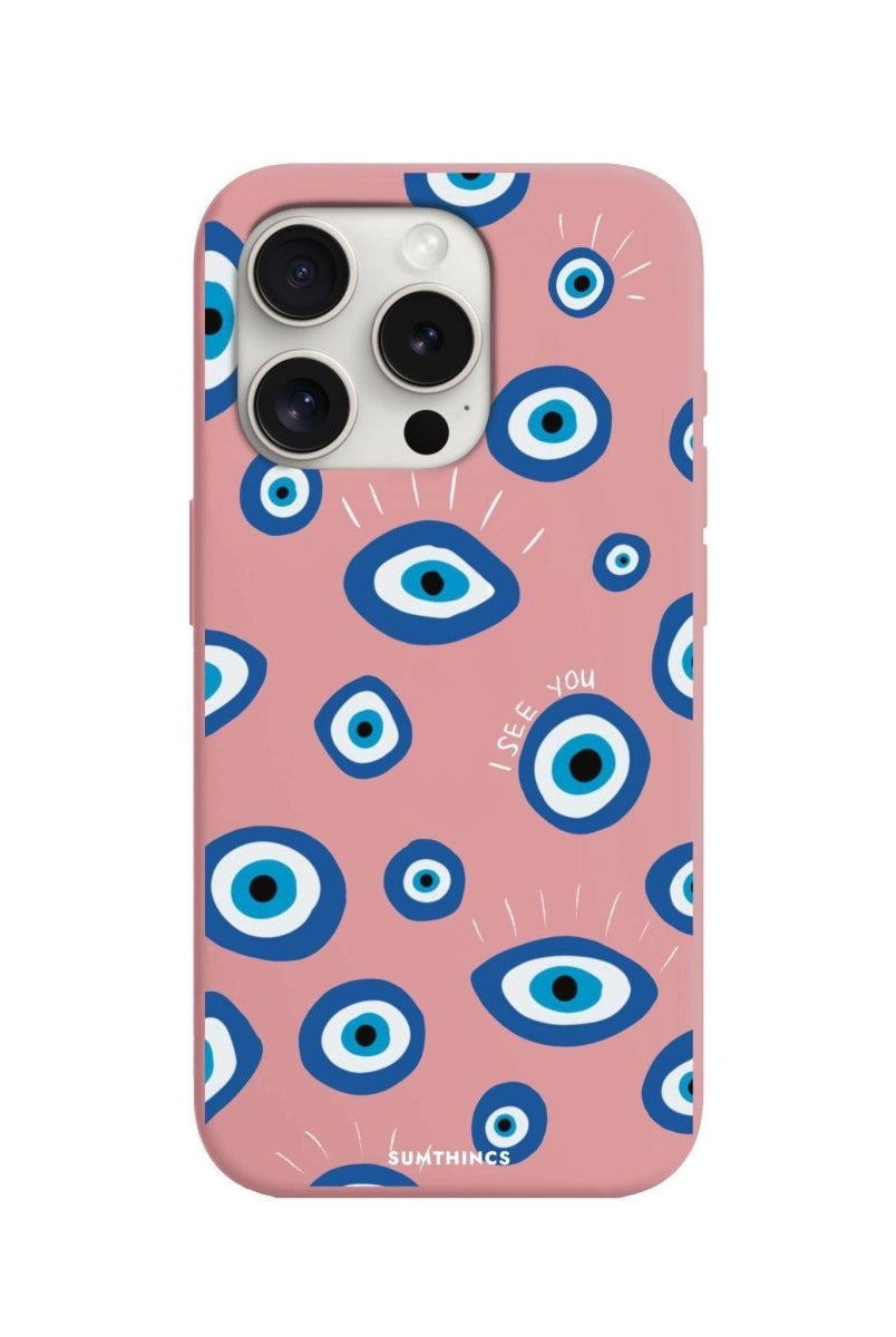 iPhone 15 Pro Max I See You Premium Telefon Kılıfı Pembe - SUMTHINCS