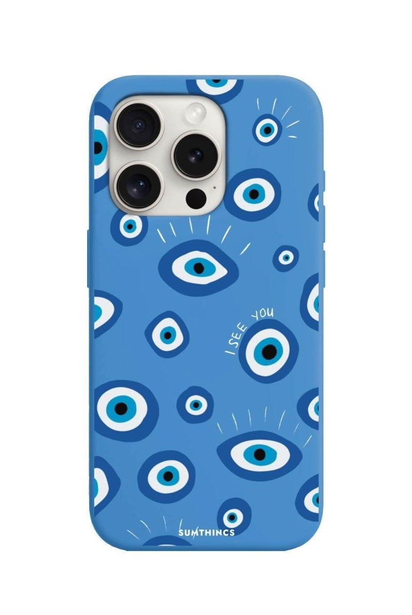 iPhone 15 Pro Max I See You Premium Telefon Kılıfı Mavi - SUMTHINCS