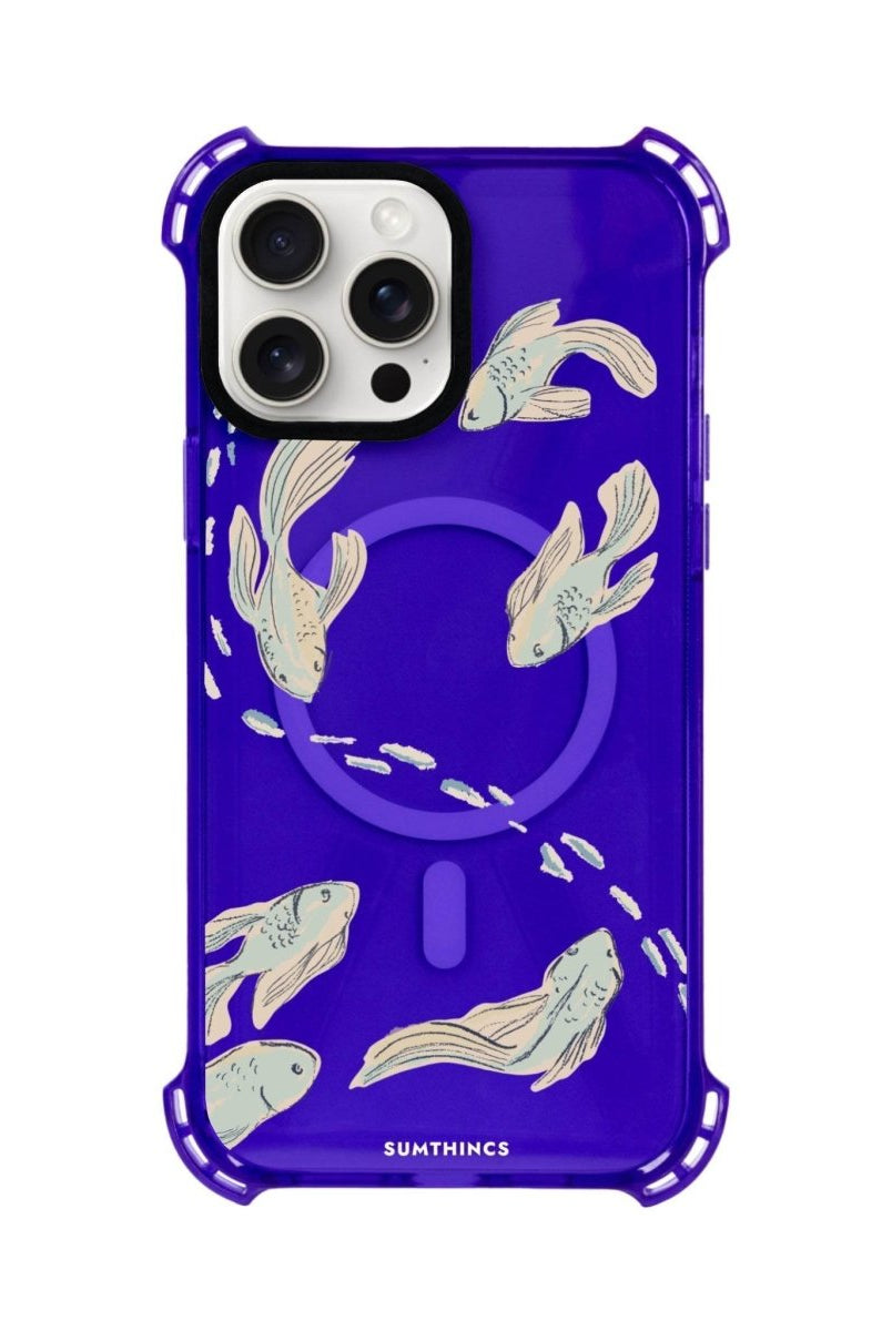 iPhone 15 Pro Max Koi Fish Bumper Magsafe Şeffaf Telefon Kılıfı Mor - SUMTHINCS