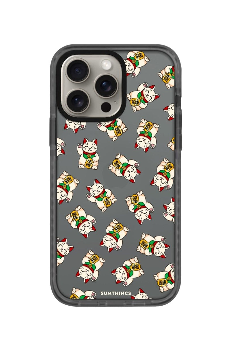 iPhone 15 Pro Max Maneki Neko Procase Şeffaf Telefon Kılıfı Antrasit - SUMTHINCS