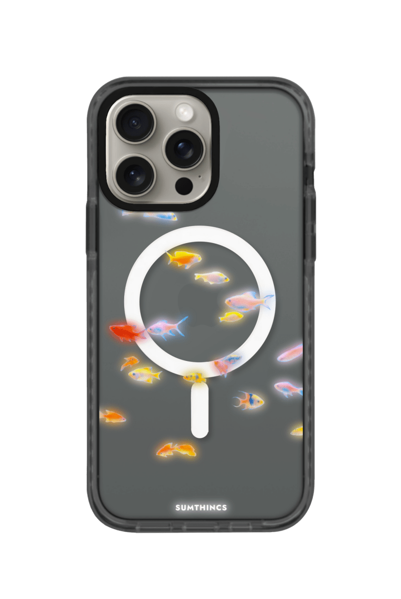 iPhone 15 Pro Max Neon Fish Magsafe Procase Şeffaf Telefon Kılıfı Antrasit - SUMTHINCS