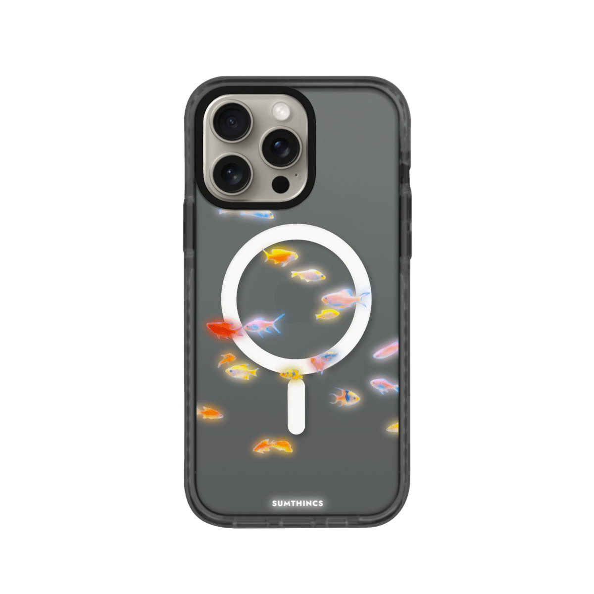 iPhone 15 Pro Max Neon Fish Magsafe Procase Şeffaf Telefon Kılıfı Antrasit - SUMTHINCS