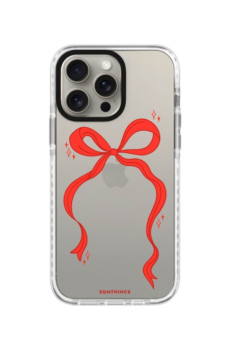iPhone 15 Pro Max Red Bow Procase Şeffaf Telefon Kılıfı Beyaz Şeffaf - SUMTHINCS