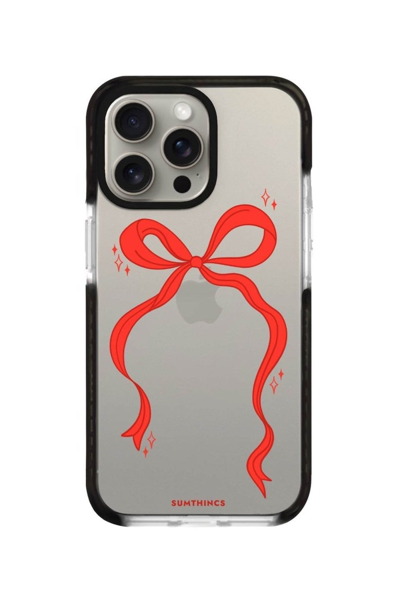 iPhone 15 Pro Max Red Bow Procase Şeffaf Telefon Kılıfı Siyah Şeffaf - SUMTHINCS