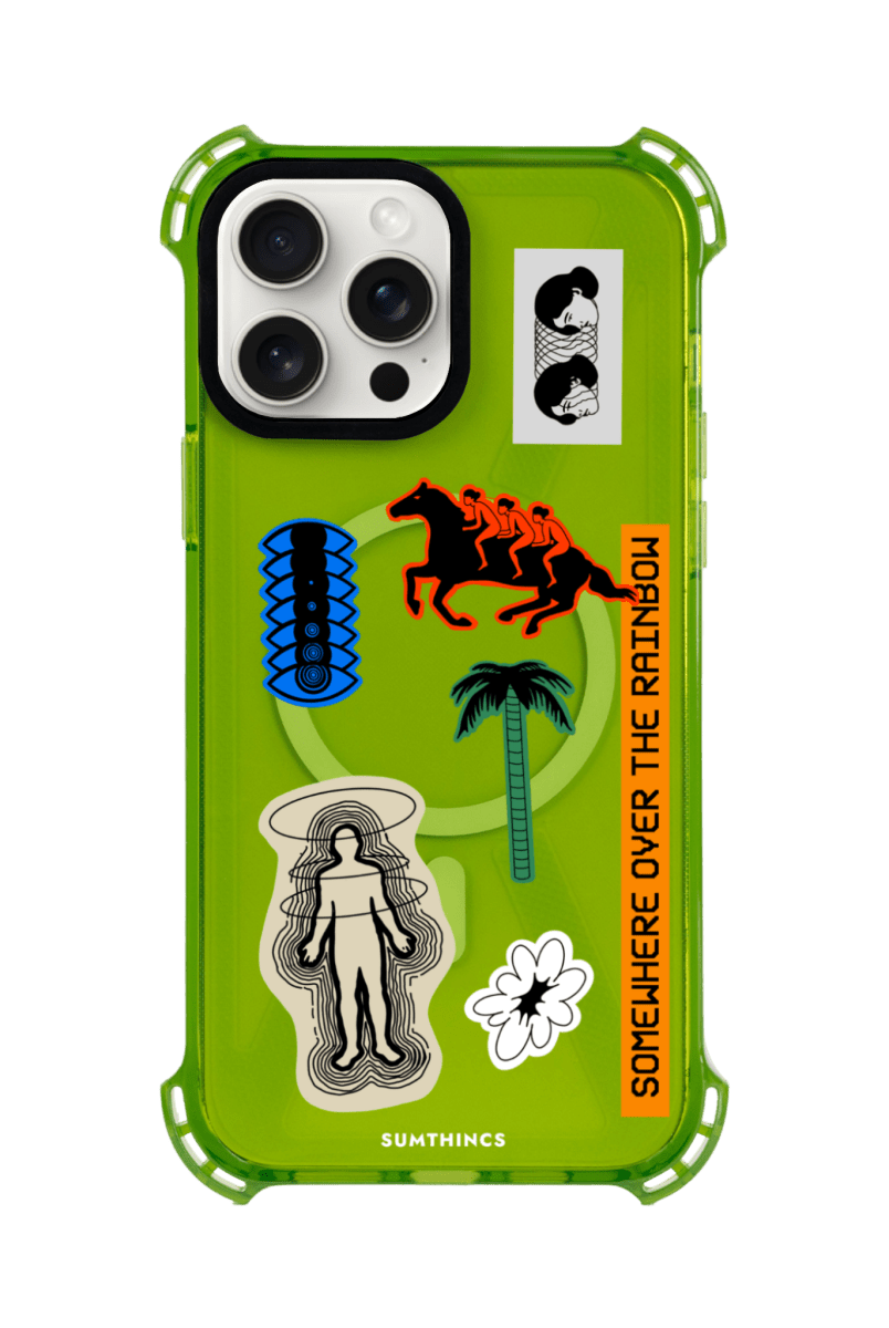 iPhone 15 Pro Max Somewhere Bumper Magsafe Şeffaf Telefon Kılıfı Yeşil - SUMTHINCS