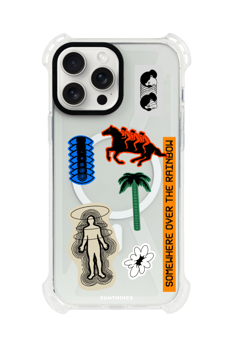 iPhone 15 Pro Max Somewhere Bumper Magsafe Şeffaf Telefon Kılıfı Beyaz Şeffaf - SUMTHINCS