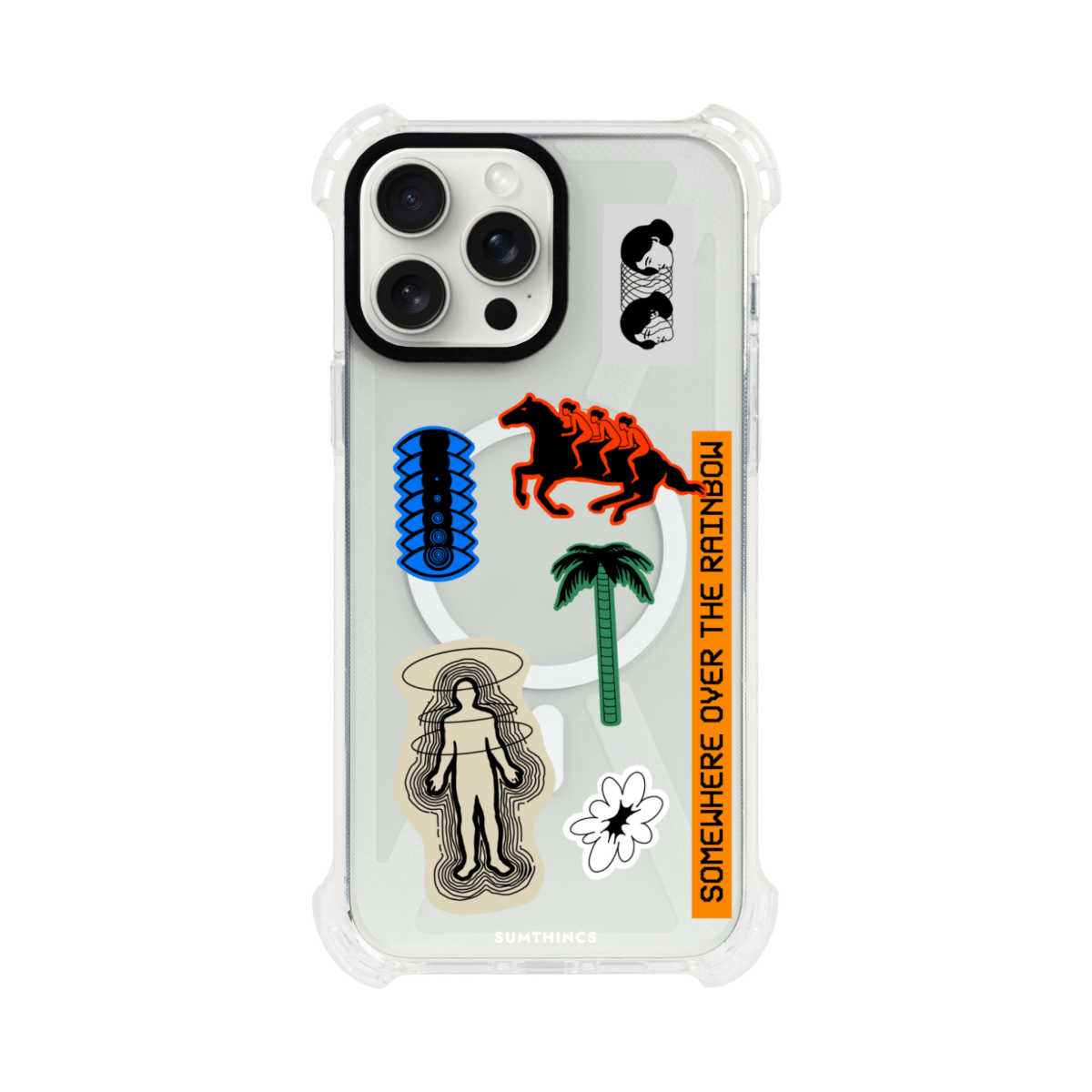 iPhone 15 Pro Max Somewhere Bumper Magsafe Şeffaf Telefon Kılıfı Beyaz Şeffaf - SUMTHINCS