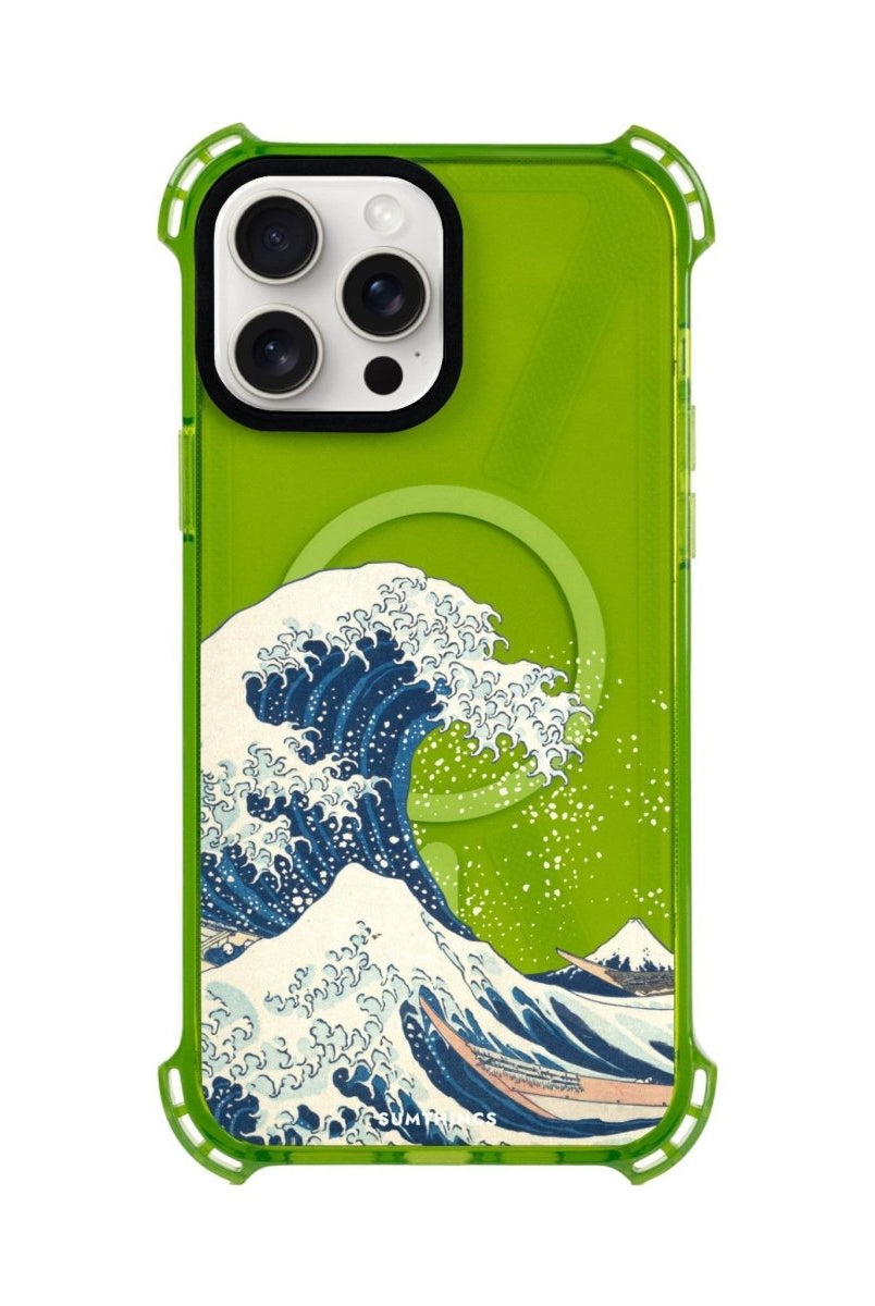 iPhone 15 Pro Max Waves Bumper Magsafe Şeffaf Telefon Kılıfı Yeşil - SUMTHINCS