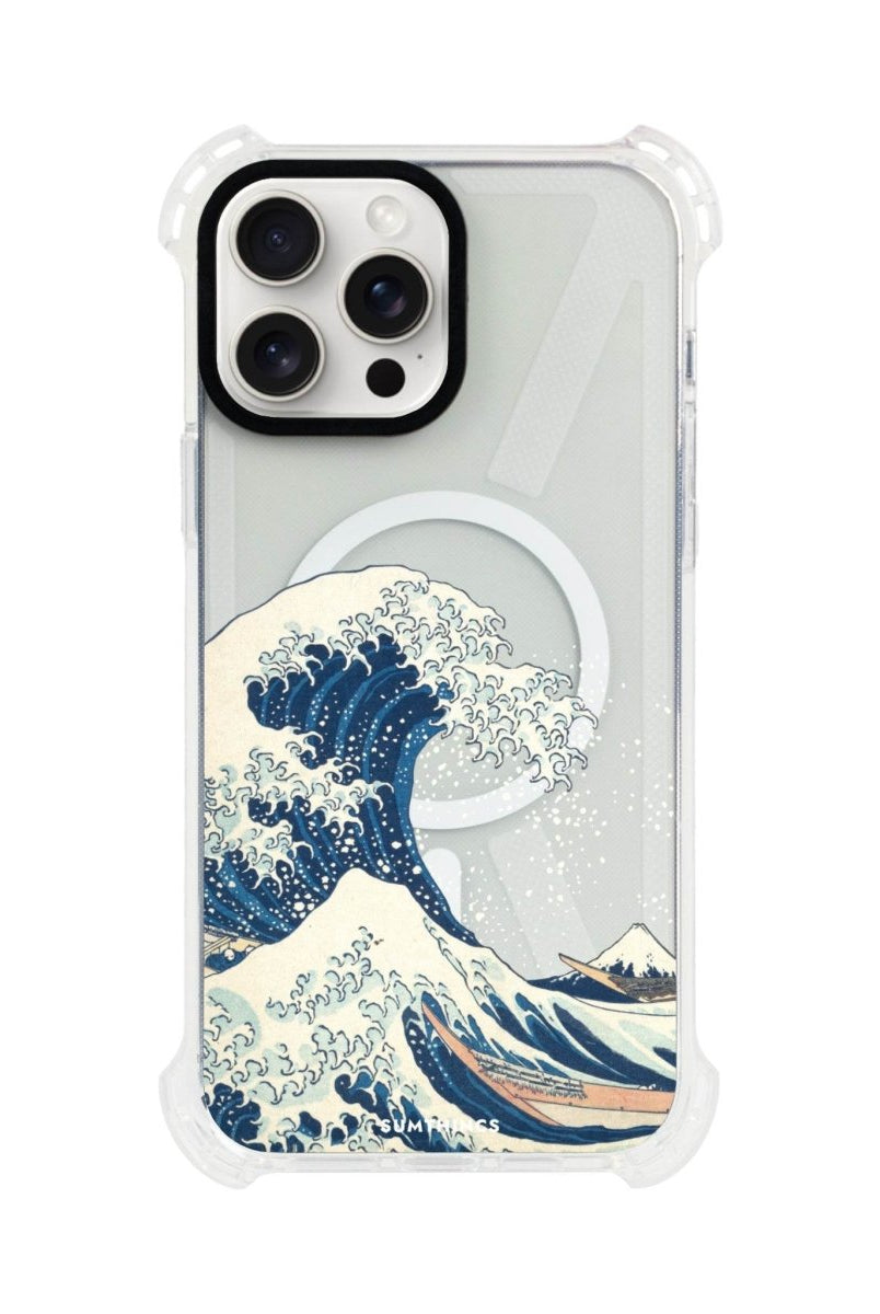 iPhone 15 Pro Max Waves Bumper Magsafe Şeffaf Telefon Kılıfı Beyaz Şeffaf - SUMTHINCS