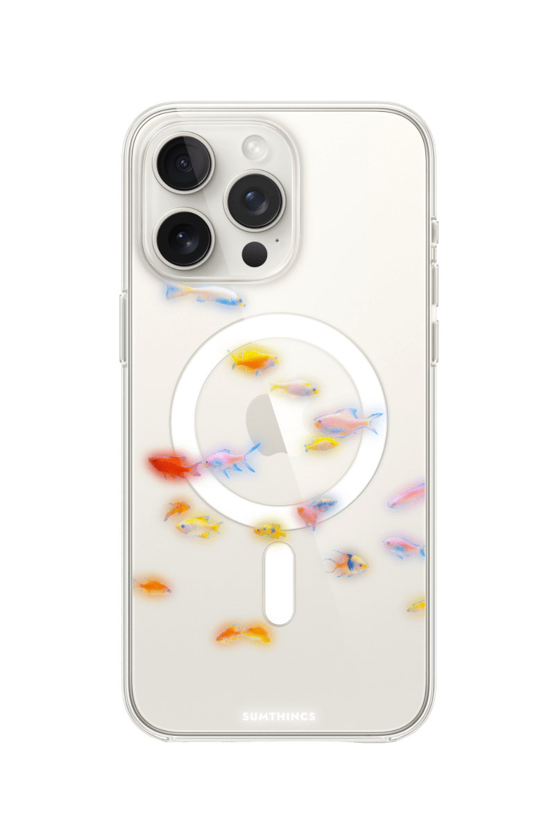 iPhone 15 Pro Neon Fish Clear Magsafe Şeffaf Telefon Kılıfı - SUMTHINCS