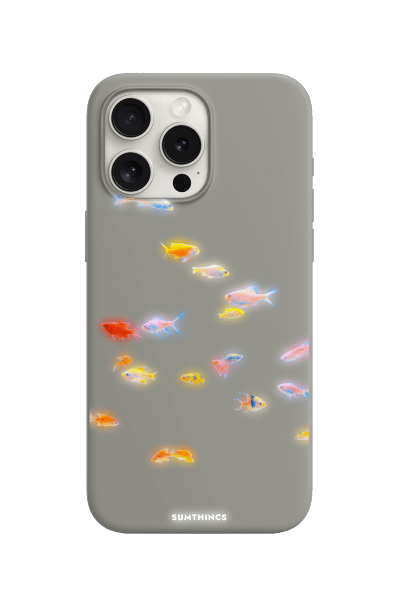 iPhone 15 Pro Neon Fish Premium Telefon Kılıfı Gri - SUMTHINCS