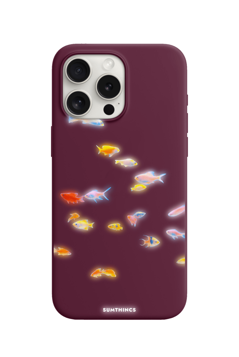 iPhone 15 Pro Neon Fish Premium Telefon Kılıfı Bordo - SUMTHINCS