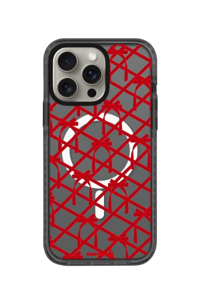 iPhone 15 Pro Ribbon Grid Magsafe Procase Şeffaf Telefon Kılıfı Antrasit - SUMTHINCS