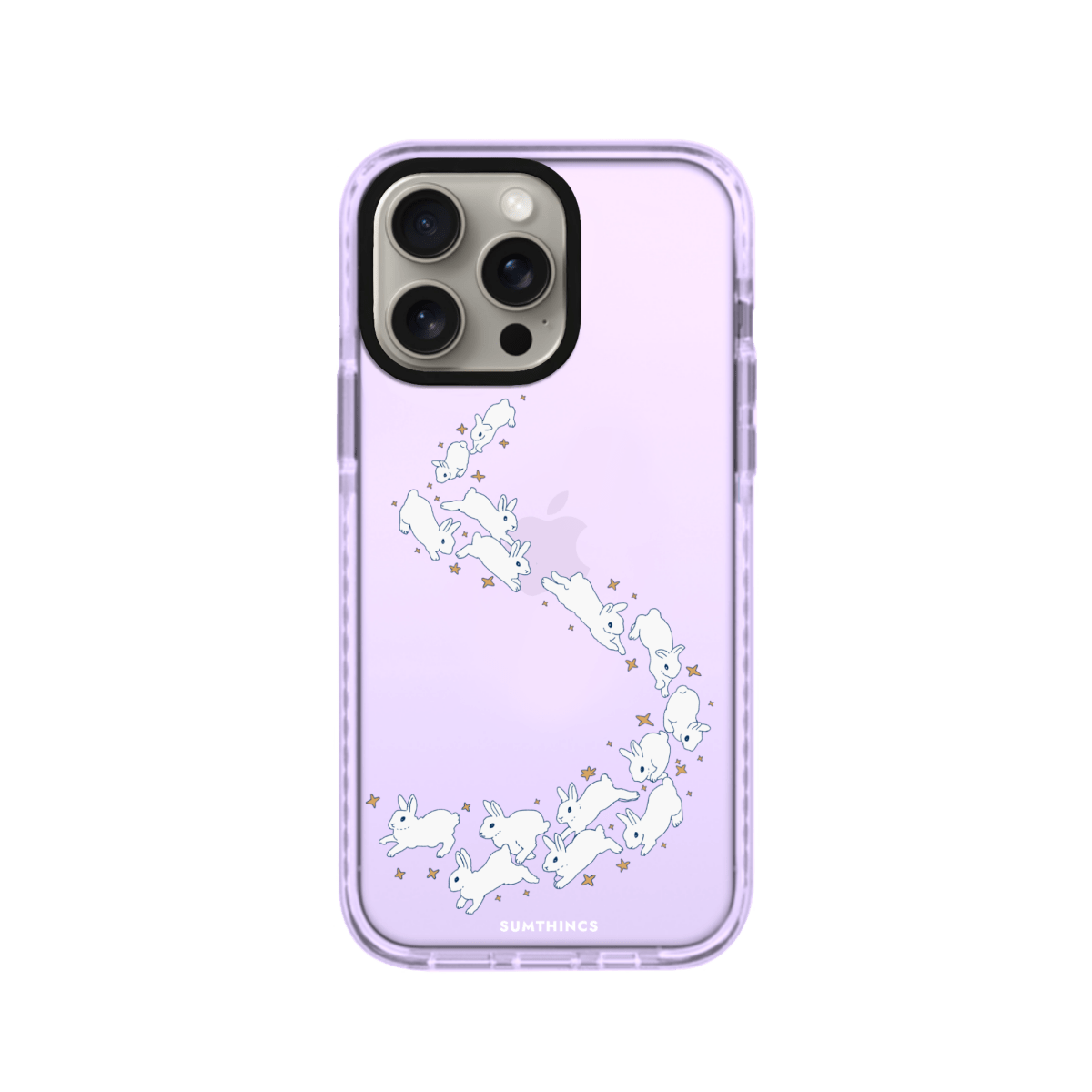 iPhone 15 Pro Starry Bunnies Procase Şeffaf Telefon Kılıfı Lila - SUMTHINCS