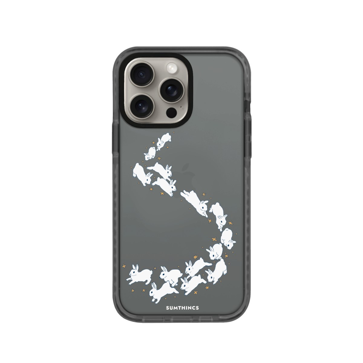 iPhone 15 Pro Starry Bunnies Procase Şeffaf Telefon Kılıfı Antrasit - SUMTHINCS