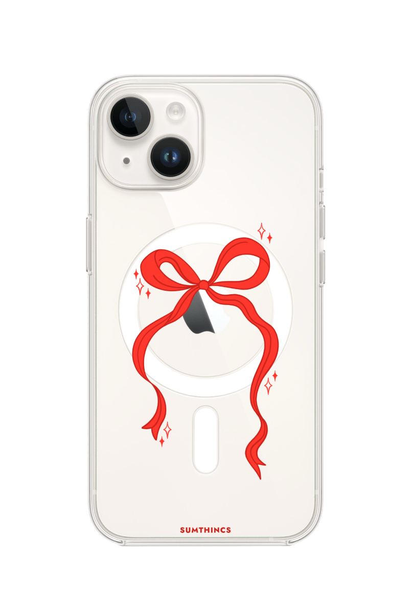 iPhone 15 Red Bow Clear Magsafe Şeffaf Telefon Kılıfı - SUMTHINCS