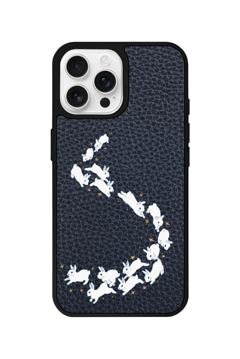 iPhone 15 Starry Bunnies Leather Vegan Deri Telefon Kılıfı Pasifik Mavi - SUMTHINCS