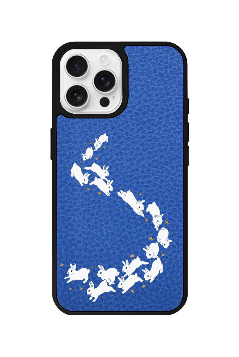 iPhone 15 Starry Bunnies Leather Vegan Deri Telefon Kılıfı Mavi - SUMTHINCS