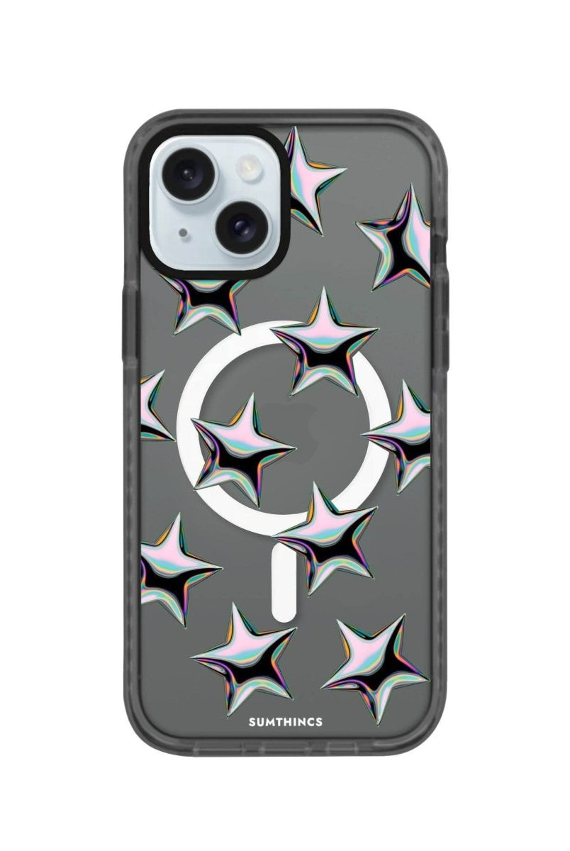 iPhone 15 Stars Magsafe Procase Şeffaf Telefon Kılıfı Antrasit - SUMTHINCS