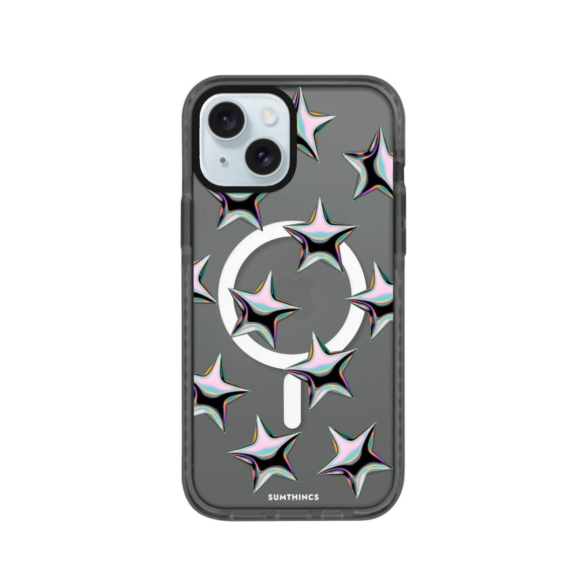 iPhone 15 Stars Magsafe Procase Şeffaf Telefon Kılıfı Antrasit - SUMTHINCS