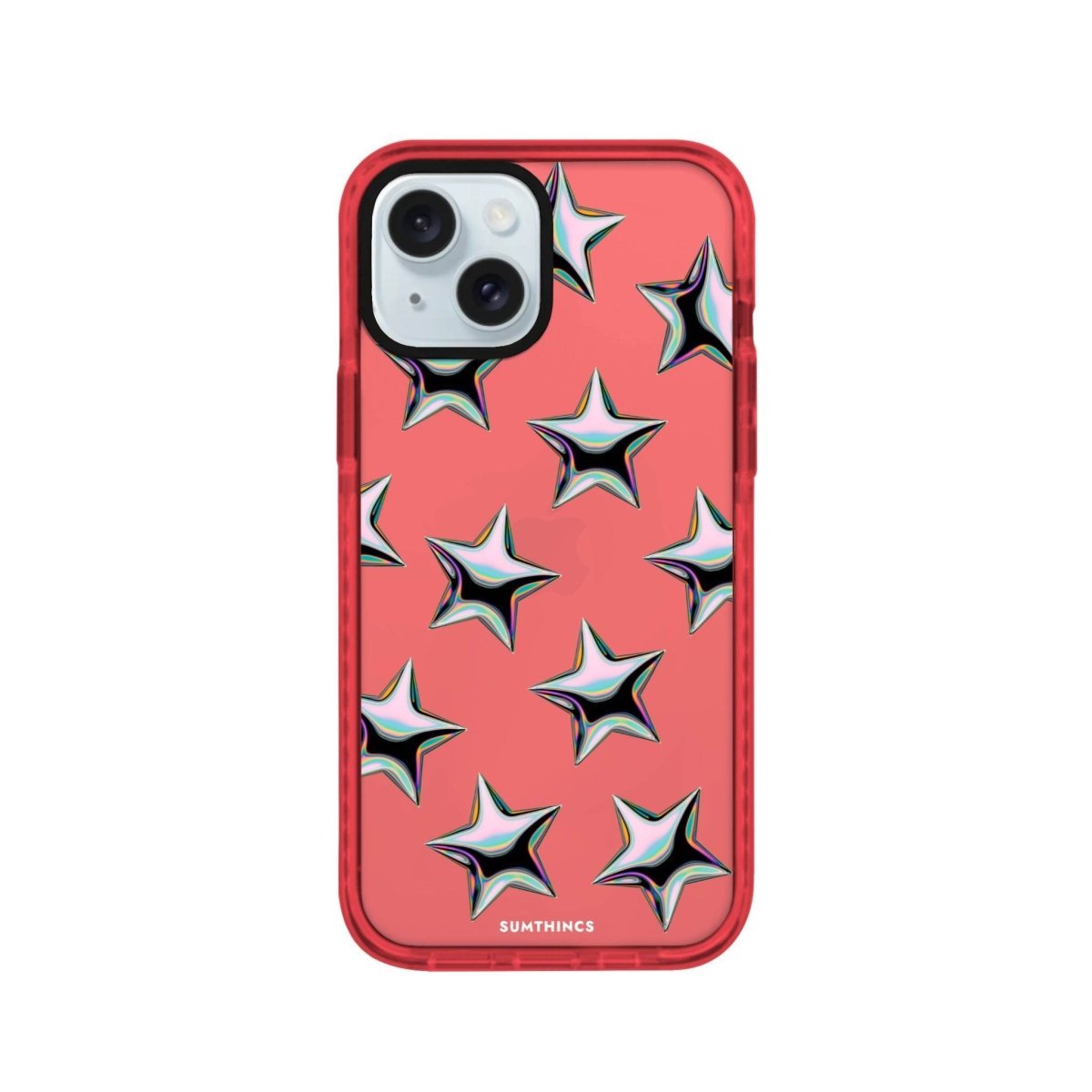 iPhone 15 Stars Procase Şeffaf Telefon Kılıfı Kırmızı - SUMTHINCS