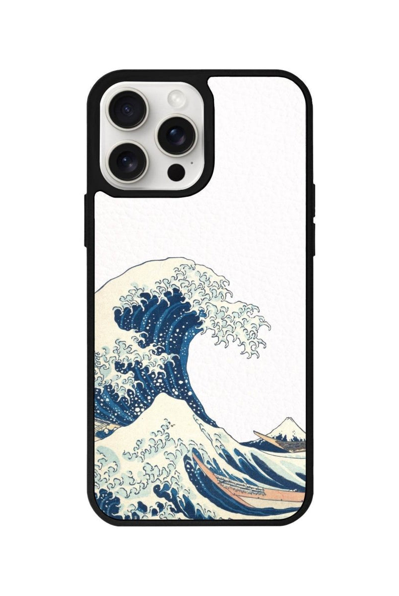 iPhone 15 Waves Leather Vegan Deri Telefon Kılıfı Beyaz - SUMTHINCS