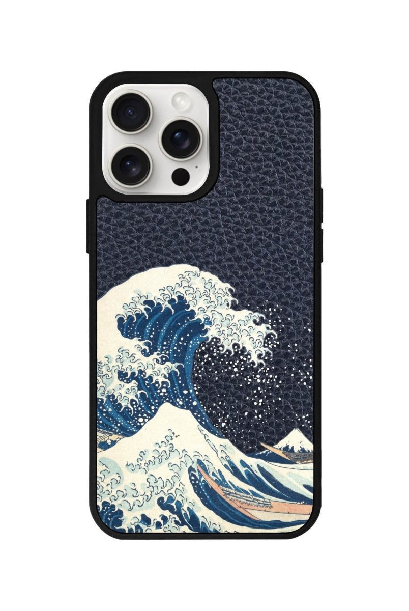 iPhone 15 Waves Leather Vegan Deri Telefon Kılıfı Pasifik Mavi - SUMTHINCS