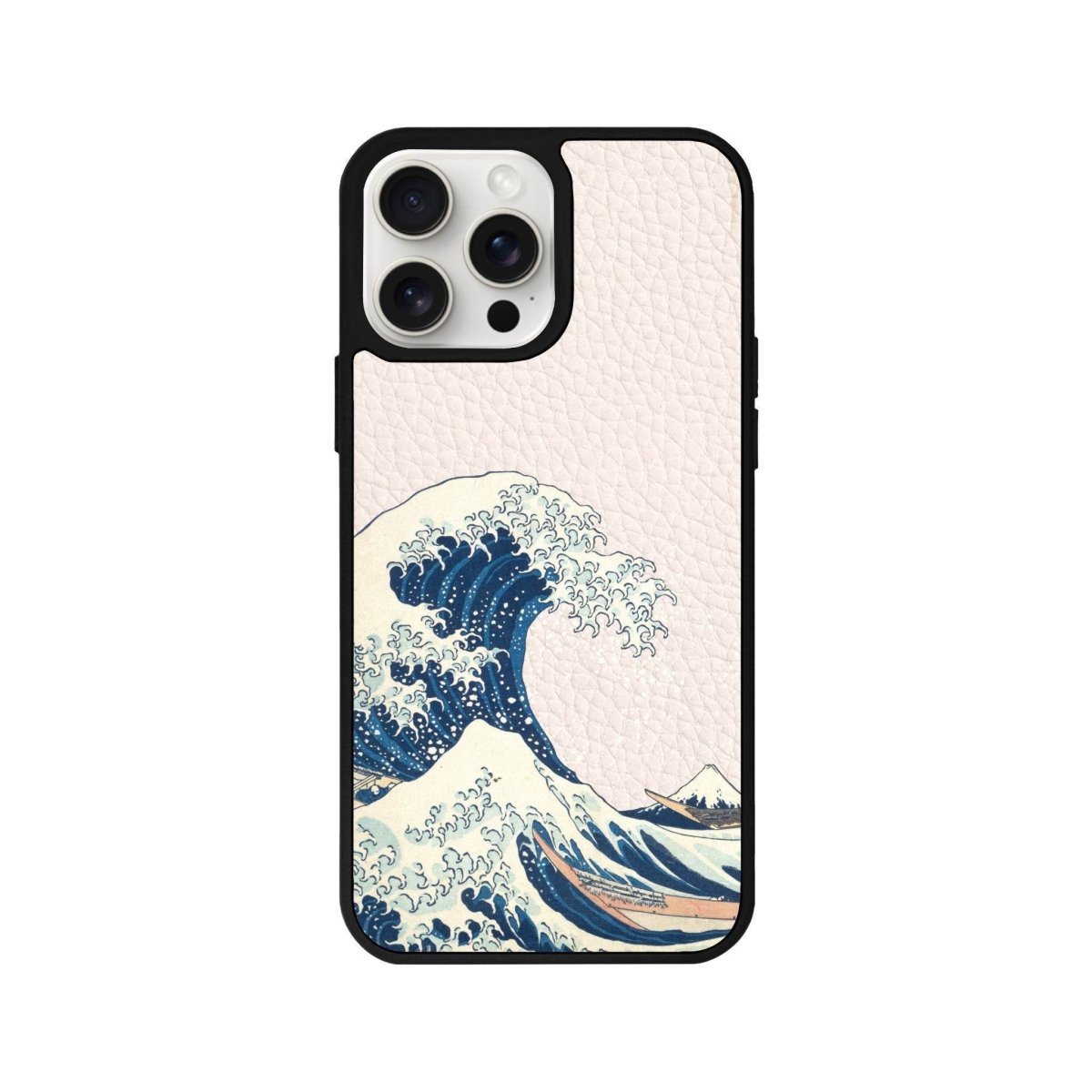 iPhone 15 Waves Leather Vegan Deri Telefon Kılıfı Bej - SUMTHINCS