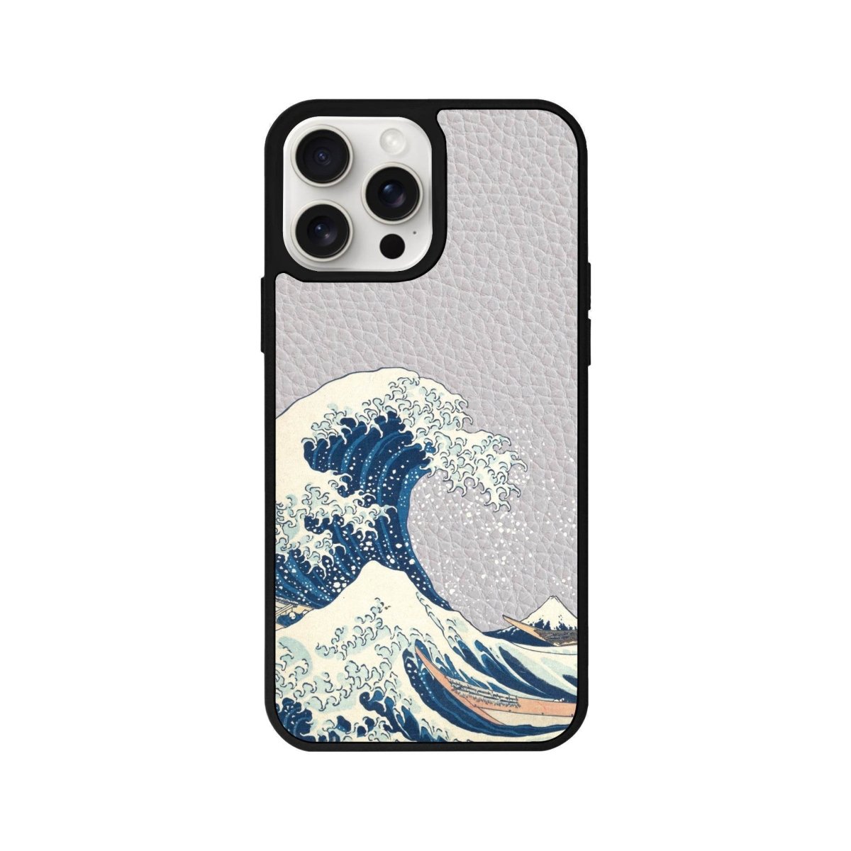 iPhone 15 Waves Leather Vegan Deri Telefon Kılıfı Gri - SUMTHINCS