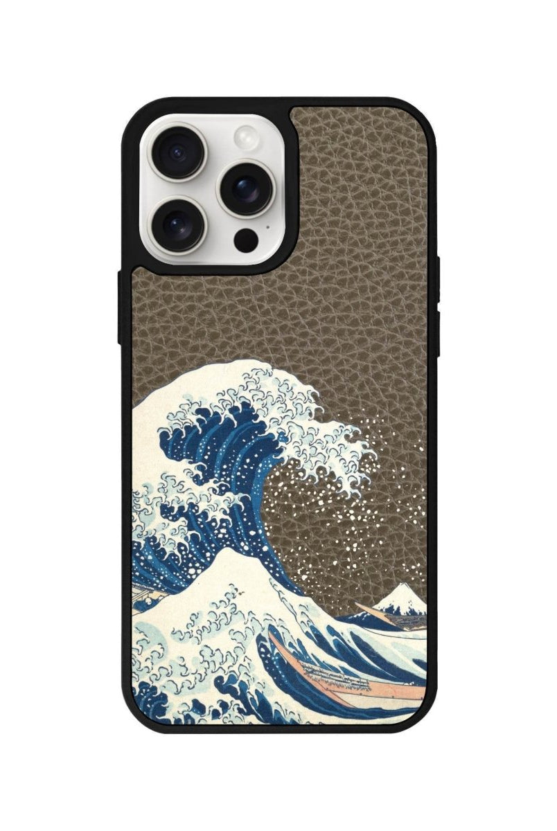 iPhone 15 Waves Leather Vegan Deri Telefon Kılıfı Haki - SUMTHINCS