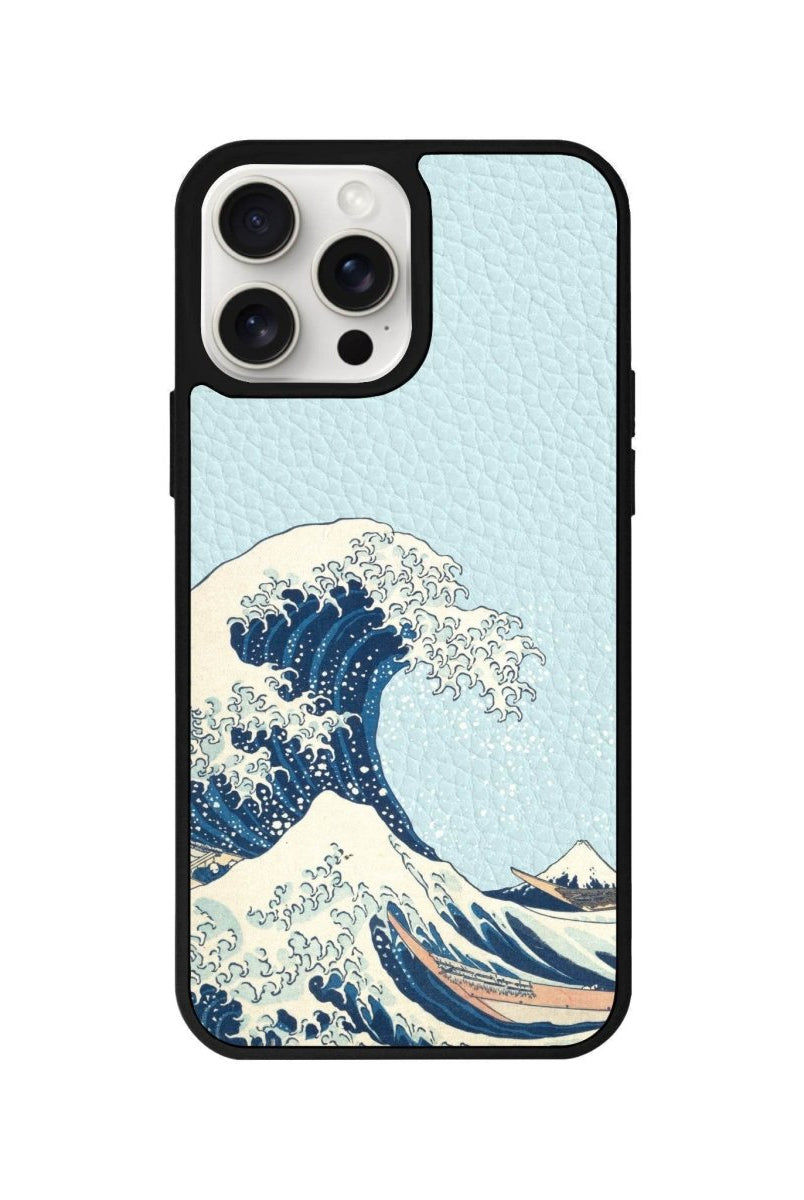 iPhone 15 Waves Leather Vegan Deri Telefon Kılıfı Açık Mavi - SUMTHINCS