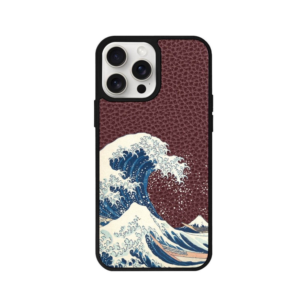 iPhone 15 Waves Leather Vegan Deri Telefon Kılıfı Bordo - SUMTHINCS