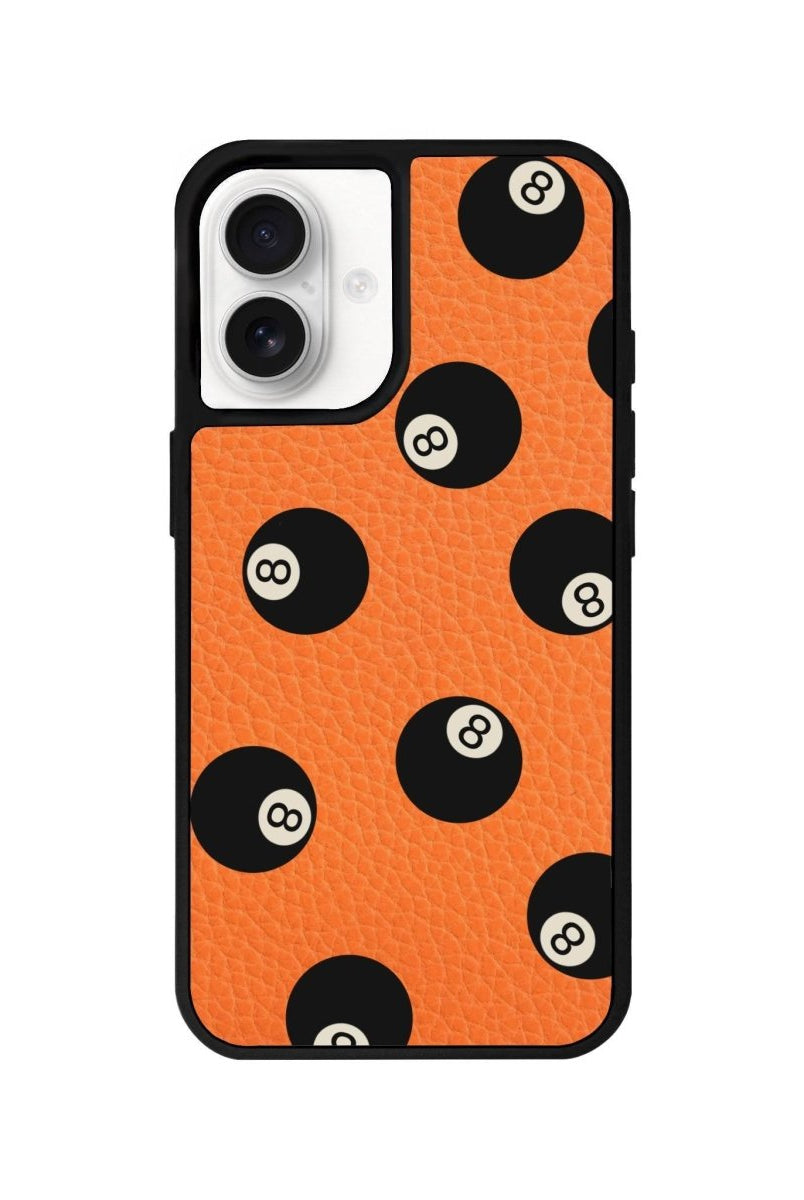 iPhone 16 8Ball Leather Vegan Deri Telefon Kılıfı Turuncu - SUMTHINCS