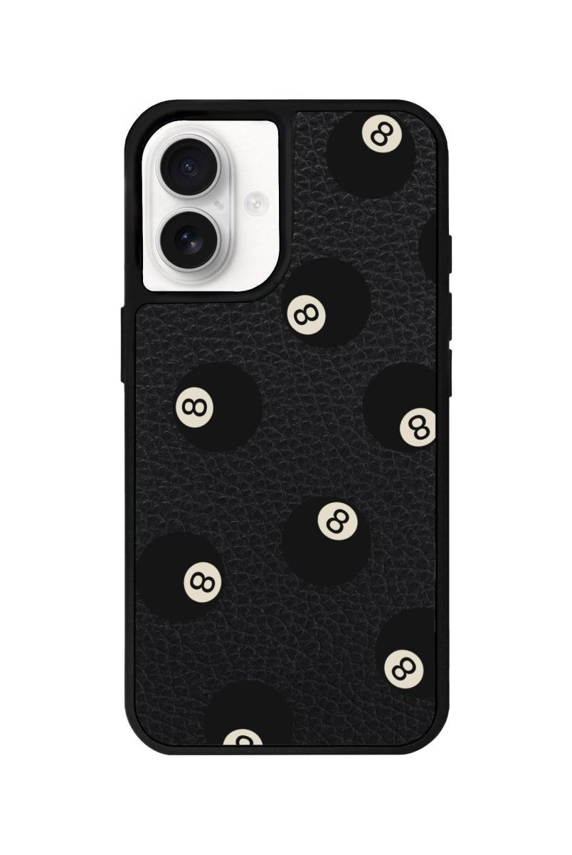 iPhone 16 8Ball Leather Vegan Deri Telefon Kılıfı Siyah - SUMTHINCS