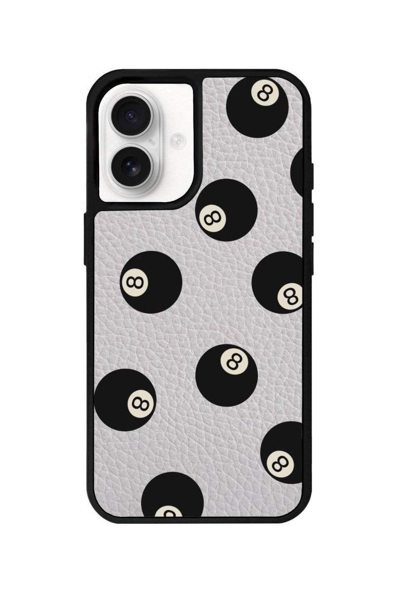 iPhone 16 8Ball Leather Vegan Deri Telefon Kılıfı Gri - SUMTHINCS
