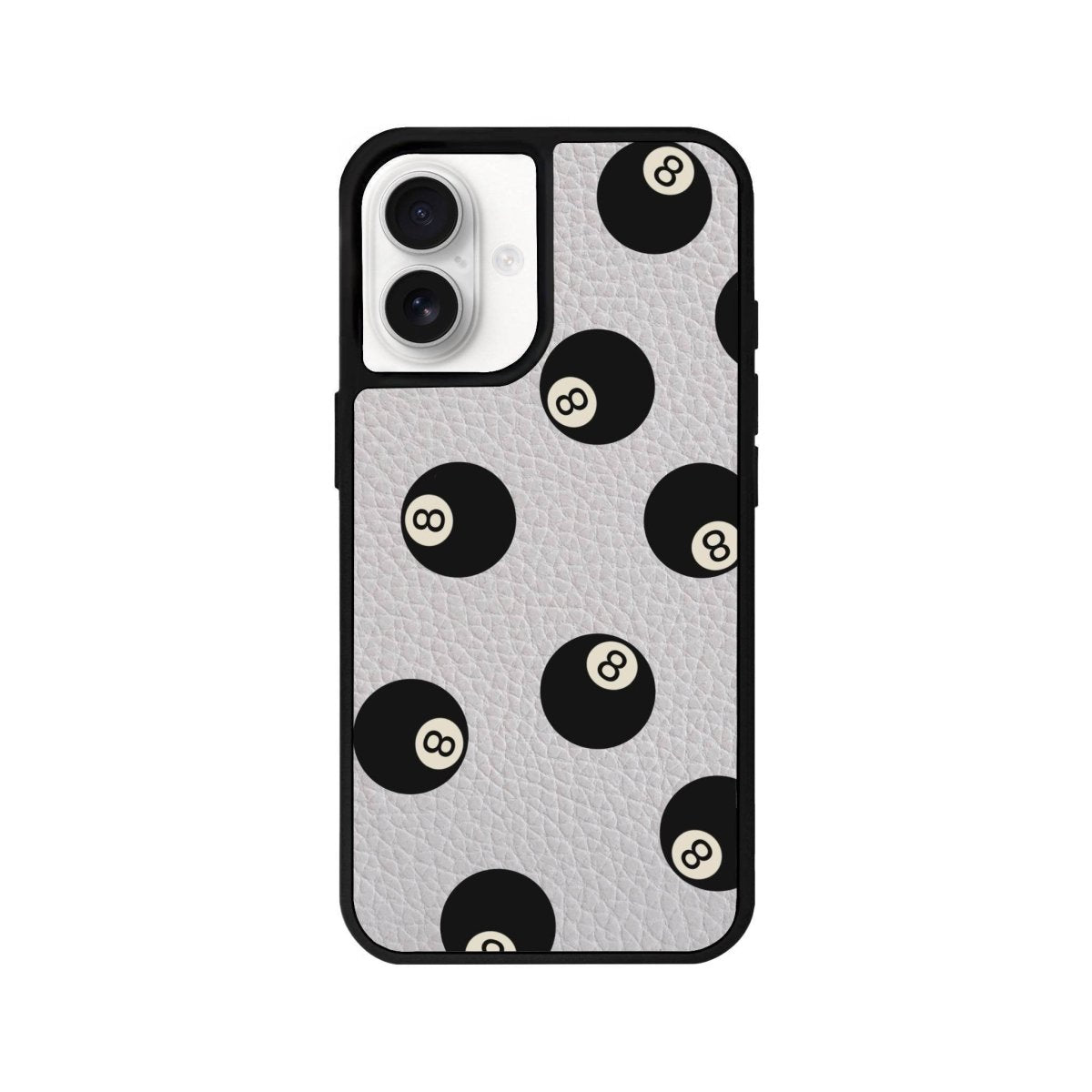 iPhone 16 8Ball Leather Vegan Deri Telefon Kılıfı Gri - SUMTHINCS