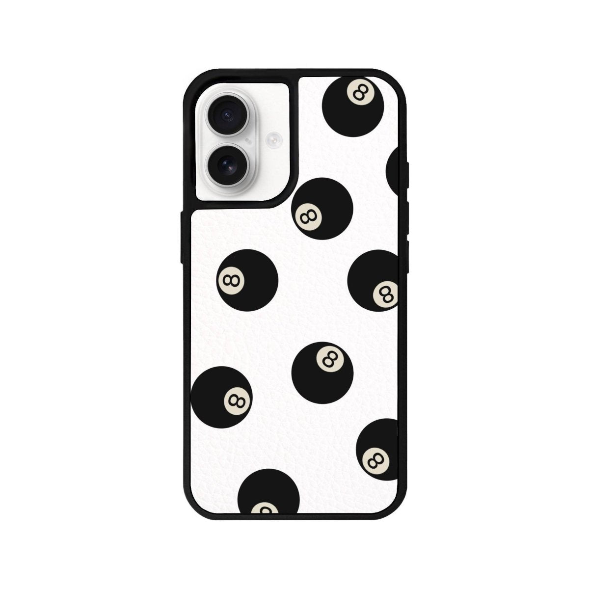 iPhone 16 8Ball Leather Vegan Deri Telefon Kılıfı Beyaz - SUMTHINCS