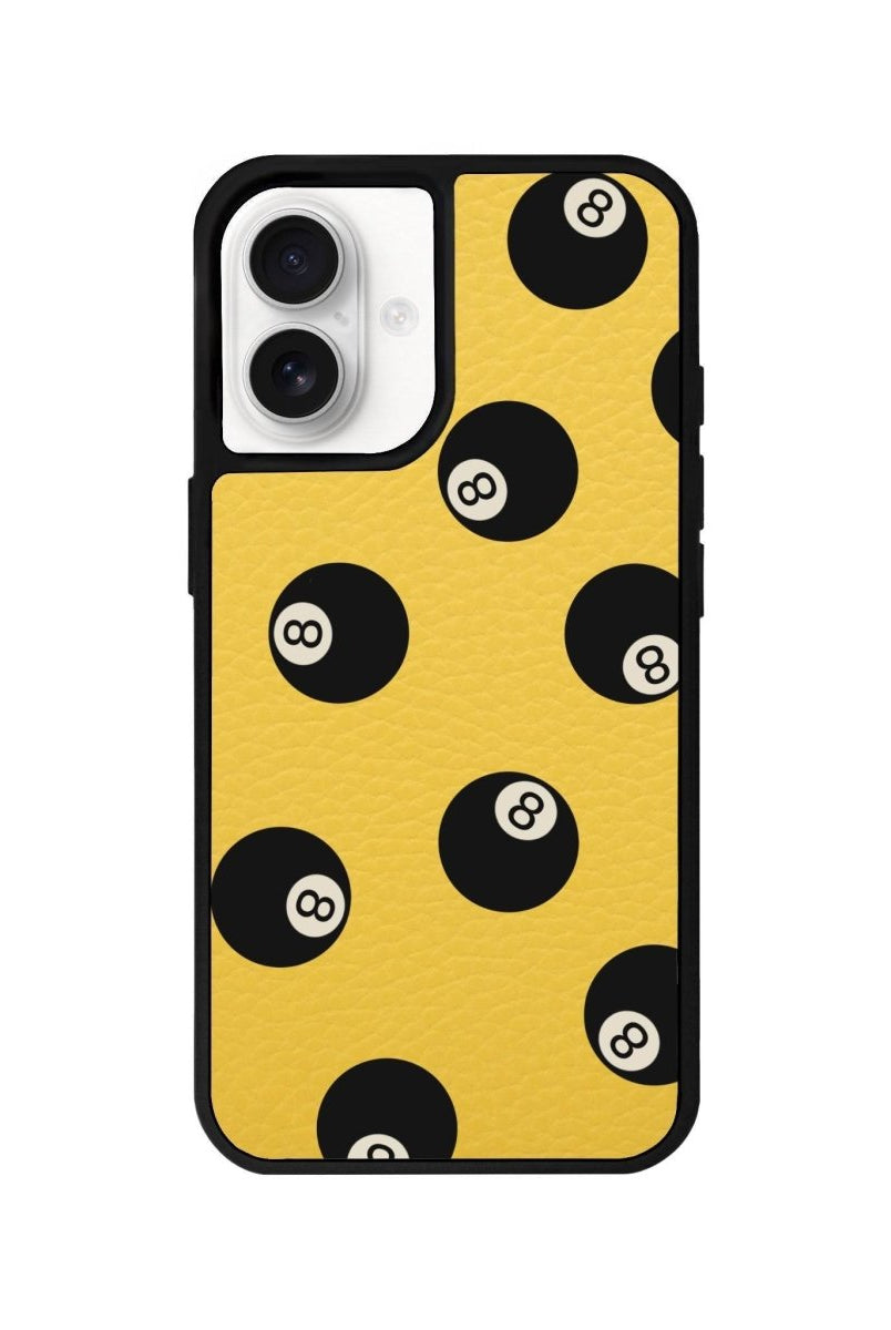 iPhone 16 8Ball Leather Vegan Deri Telefon Kılıfı Sarı - SUMTHINCS