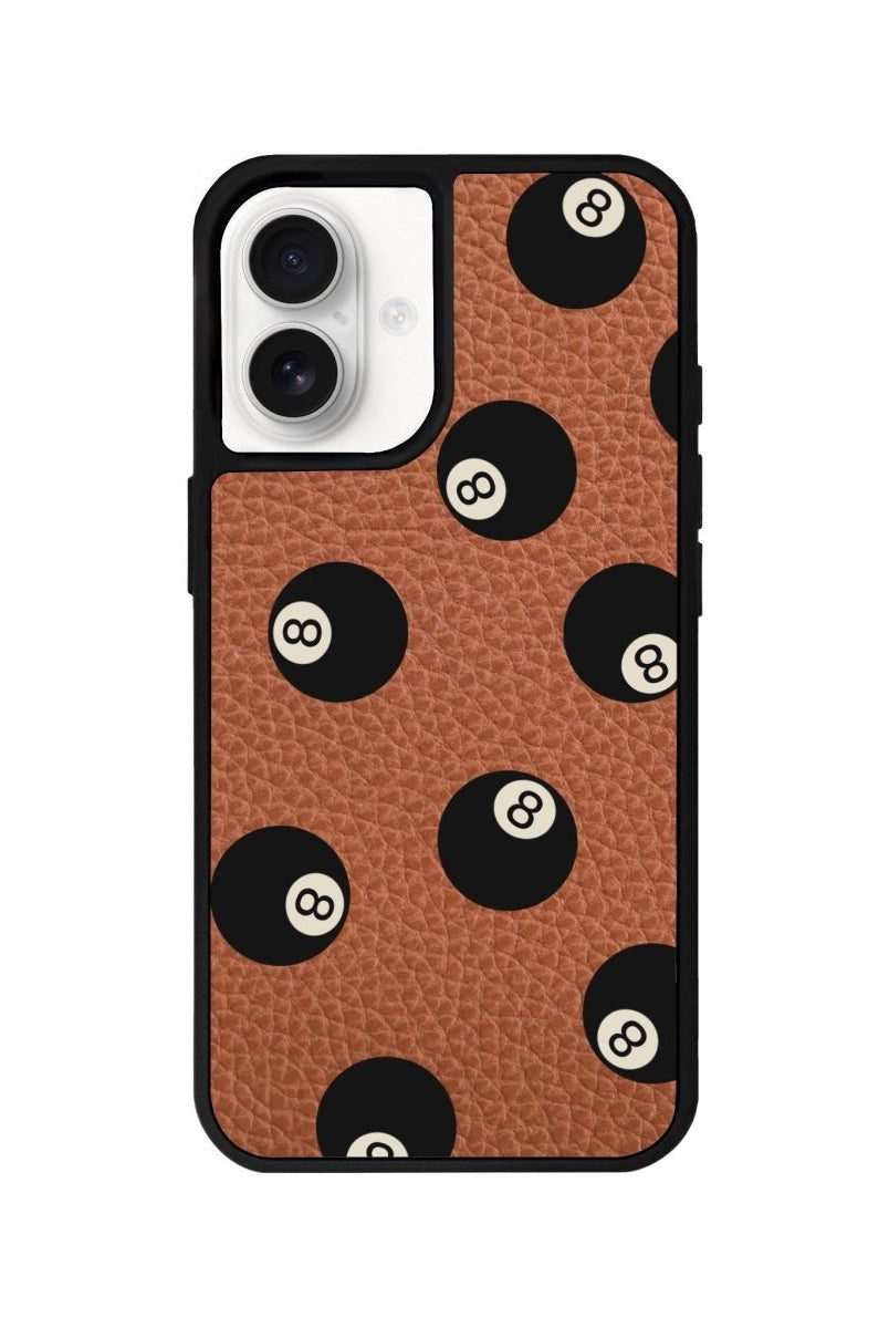 iPhone 16 8Ball Leather Vegan Deri Telefon Kılıfı Kahverengi - SUMTHINCS