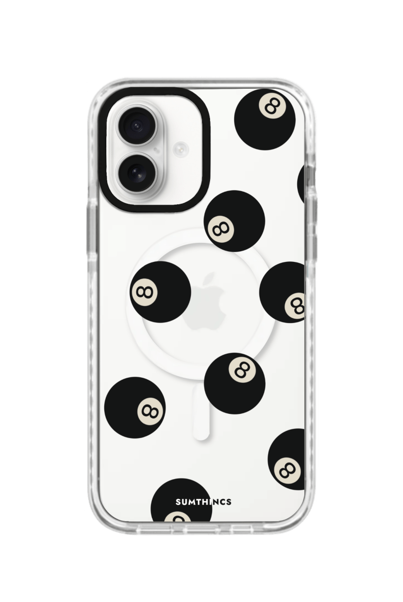 iPhone 16 8Ball Magsafe Procase Şeffaf Telefon Kılıfı Beyaz Şeffaf - SUMTHINCS