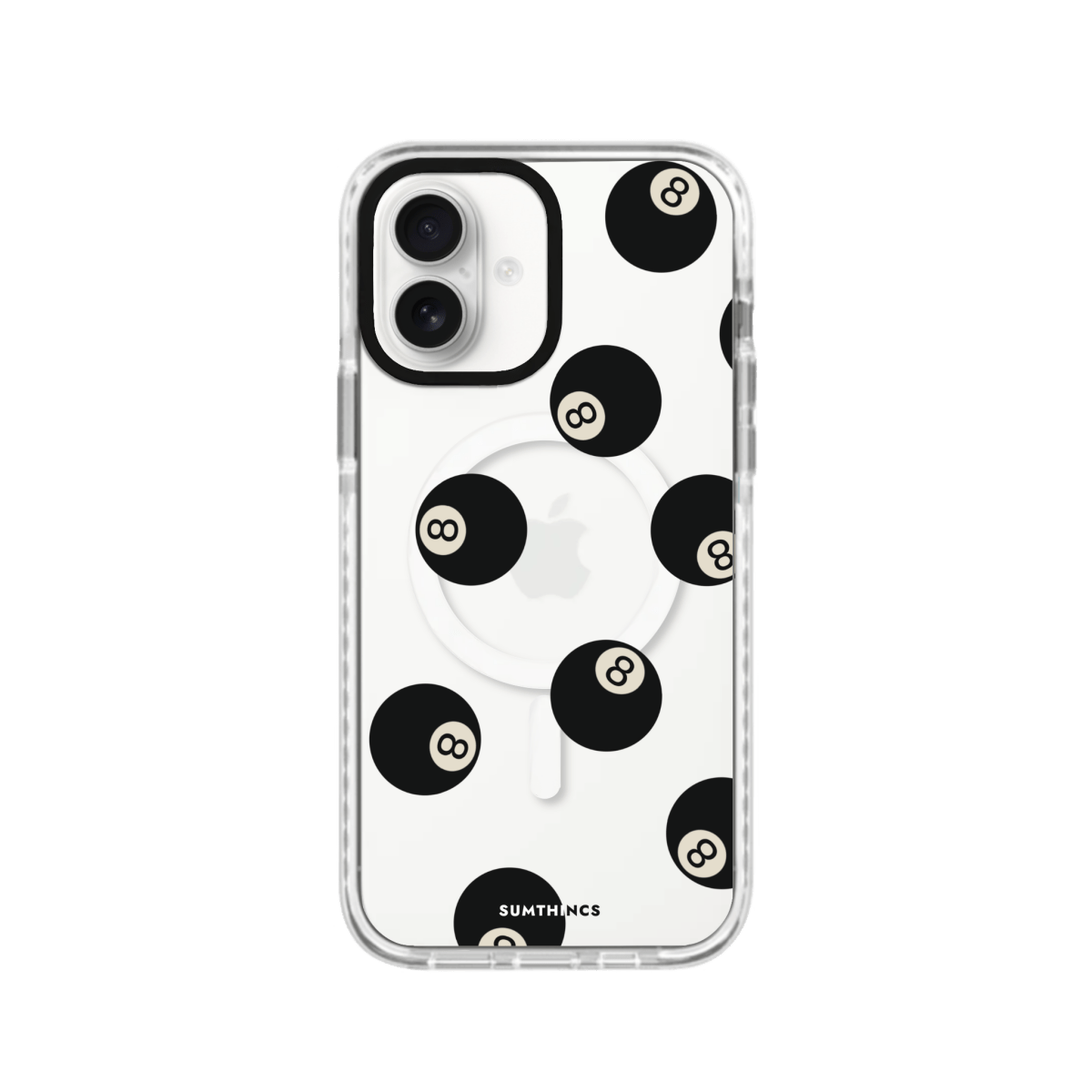 iPhone 16 8Ball Magsafe Procase Şeffaf Telefon Kılıfı Beyaz Şeffaf - SUMTHINCS